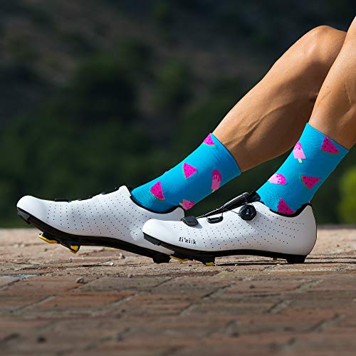 NORTEI Calcetines para Ciclismo, MTB y Running de Caña Alta para Hombre y Mujer – Blue Summer (L-XL (43-46))