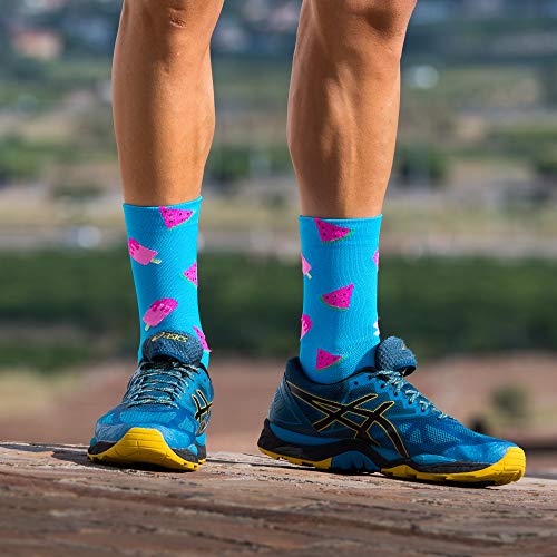 NORTEI Calcetines para Ciclismo, MTB y Running de Caña Alta para Hombre y Mujer – Blue Summer (L-XL (43-46))