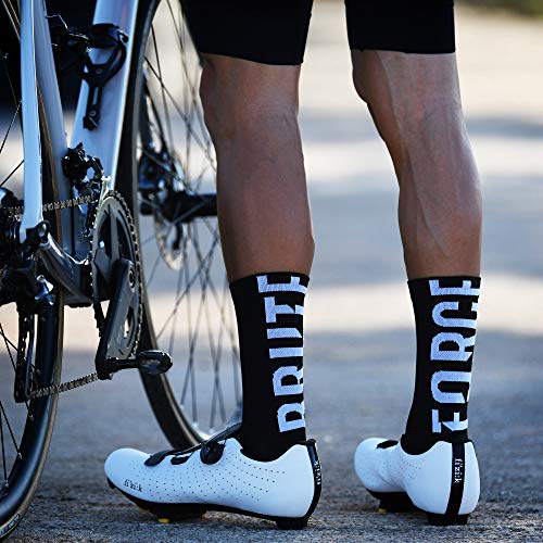 NORTEI Calcetines para Ciclismo, MTB y Running de Caña Alta para Hombre y Mujer – Brute Force Black (S-M)