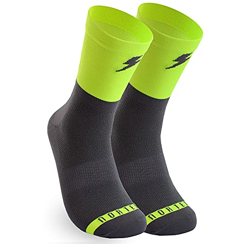 NORTEI Calcetines para Ciclismo, MTB y Running de Caña Alta para Hombre y Mujer – Disconnect (S-M (38-42))