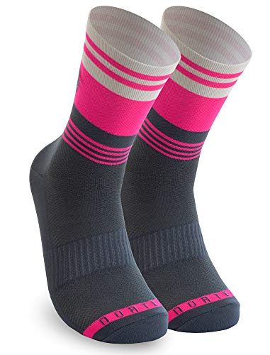 NORTEI Calcetines para Ciclismo, MTB y Running de Caña Alta para Hombre y Mujer – Move Pink (S-M (38-42))