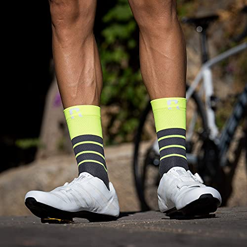 NORTEI Calcetines para Ciclismo, MTB y Running de Caña Alta para Hombre y Mujer – Scala Yellow (S-M (38-42))