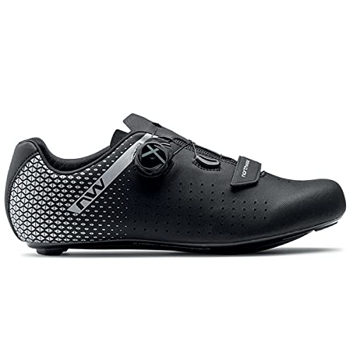 Northwave Core Plus 2 Wide 2022 - Zapatillas para bicicleta de carreras, color negro y plateado, Hombre, 80211014, negro y gris, 43 EU