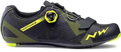 Northwave Storm Carbon Road Bicicleta Zapatos Negro/Amarillo, Tamaño:gr. 42