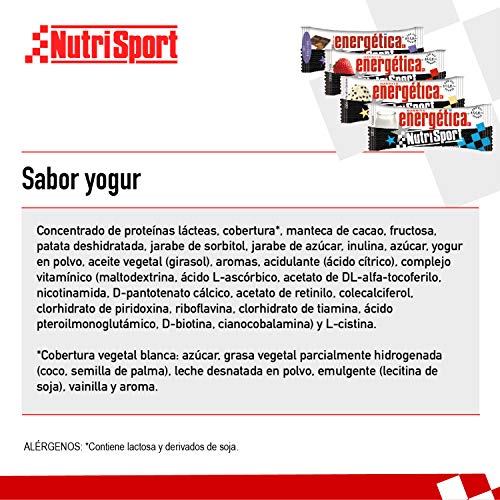 NUTRISPORT CLINICAL NUTRITION, S.A. – Barritas Energéticas para Deportistas, Sabor Yogur, Caja de 24 Barritas x 44 Gramas