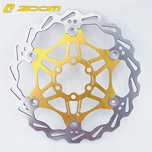 NYK Zoom Juego de frenos de disco hidráulicos para bicicleta de montaña MTB delantera y trasera con rotor de disco flotante de 160 mm y pernos de color (dorado)