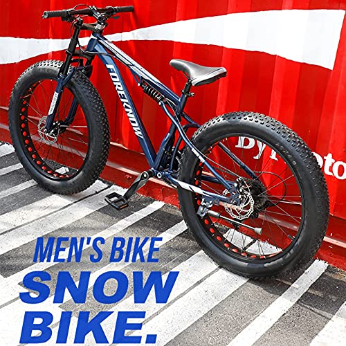 NZKW Fat Tire Bicicleta de montaña rígida de 26 Pulgadas para Hombres y Mujeres, Bicicletas de Trail de montaña para Adultos con Doble suspensión, Bicicleta Todo Terreno de 21/27 veloci
