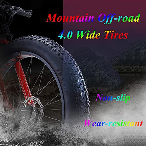 NZKW Fat Tire Bicicleta de montaña rígida de 26 Pulgadas para Hombres y Mujeres, Bicicletas de Trail de montaña para Adultos con Doble suspensión, Bicicleta Todo Terreno de 21/27 veloci