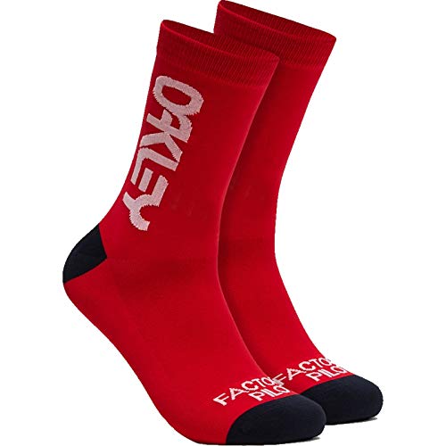 Oakley Calcetines de ciclismo MTB Factory Pilot para hombre, Línea roja, Small