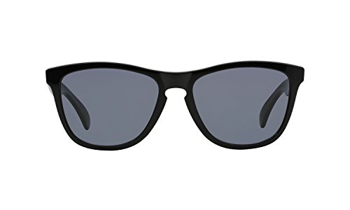 Oakley Frogskins - Gafas de sol para hombre, color negro pulido, lenti gris, talla 55