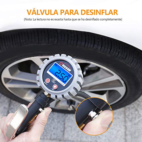 Oasser Manómetro Presión Neumáticos Digital 0-18bar Manómetro Inflador Neumáticos para Compresor Medidor Presión Neumáticos Profesional Portátil para Coche Moto Bicicleta y Camión 0-255psi P5