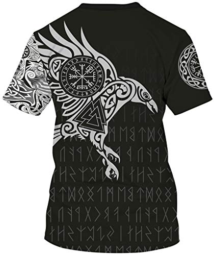 Ocean Plus Unisexo Casual Impresión 3D Deporte Hombre Camisetas de Manga Corta Mujer Partnerlook Carnaval Streetwear (L (Altura: 165-170 cm), Águila vikinga)