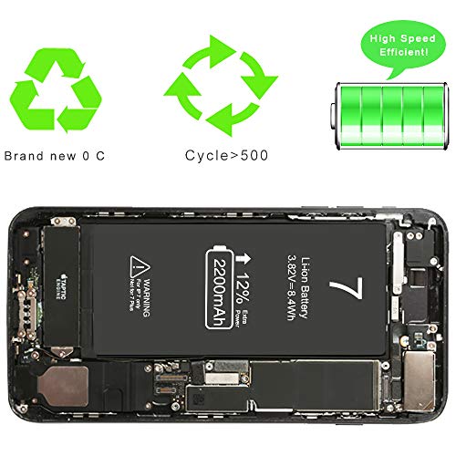 Ockeyed Batería Recargable para Phone 7, batería de Repuesto de Alta Capacidad, con Kit de Herramientas y Kit de reparación de batería, Compatible con Phone 7, 2 años de garantía 100%