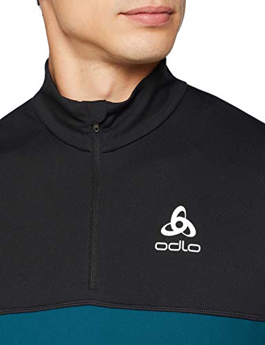 Odlo Midlayer 1/2 Zip Sudadera Core Light, Hombre, 312432, Blue Coral - Black, Large