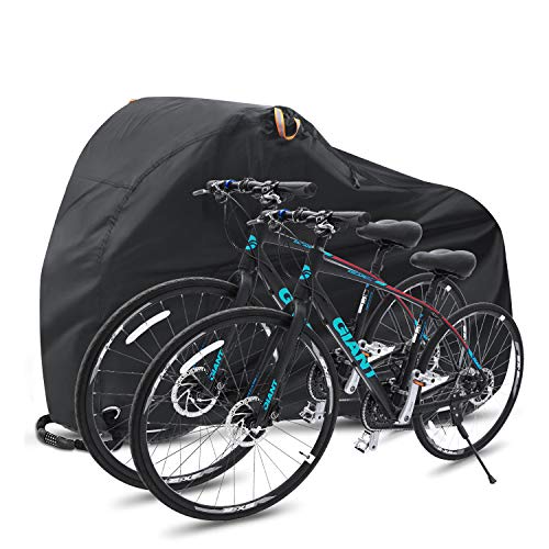 Ohuhu Funda Bicicleta, Nylón 210T 200 x 110 x 90 cm Anti Polvo Resistente al Agua a Prueba de UV Cubierta Bicicleta, Puede acomodar Dos Bicicleta de Montaña y Bicicleta de Carretera