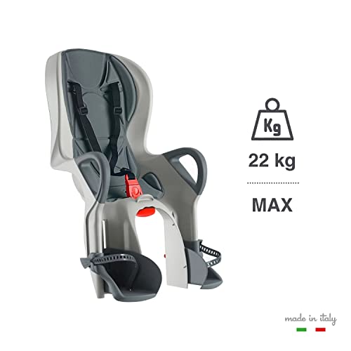 OKBABY 10+ - Asiento de Bicicleta Trasero reclinable para niños de hasta 22 kg - Plateado y Azul