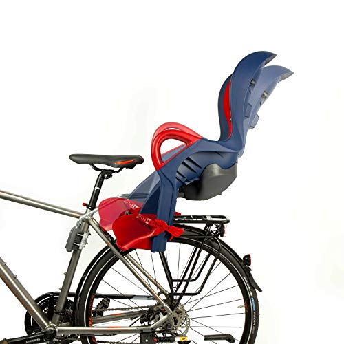 OKBABY 10+ - Asiento de Bicicleta Trasero reclinable para niños de hasta 22 kg - Plateado y Azul