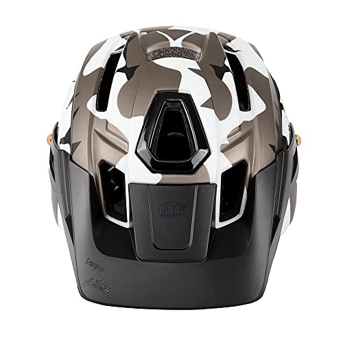 OMGPFR Casco De Bicicleta MTB para Adultos, Casco De Seguridad para Montar Al Aire Libre con Luz De Advertencia Casco De Bicicleta De Montaña Integrado EPS 14 Vents,Blackwhite