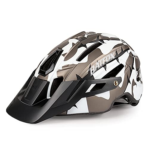 OMGPFR Casco De Bicicleta MTB para Adultos, Casco De Seguridad para Montar Al Aire Libre con Luz De Advertencia Casco De Bicicleta De Montaña Integrado EPS 14 Vents,Blackwhite