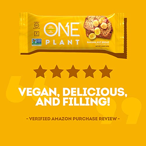 ONE Plant Protein Bars Gluten Free Protein Bars with 12g Protein & Only 1g Sugar, Guilt-Free Snacking for High Protein Diets (Banana Nut Bread)