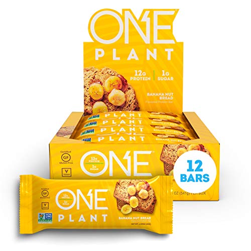 ONE Plant Protein Bars Gluten Free Protein Bars with 12g Protein & Only 1g Sugar, Guilt-Free Snacking for High Protein Diets (Banana Nut Bread)