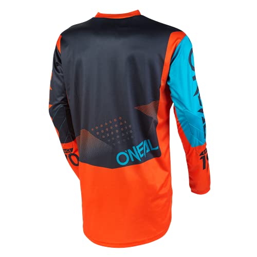 O'NEAL | Camisa de Manga Larga de Mountainbike | MTB DH FR | Material Transpirable, protección Acolchada para los Codos | Element Youth Jersey Factor | Niños | Gris Naranja Azul | Talla L