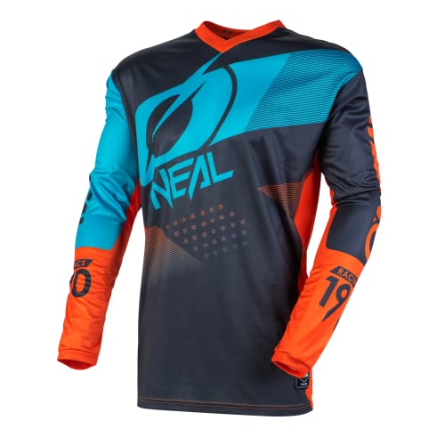 O'NEAL | Camisa de Manga Larga de Mountainbike | MTB DH FR | Material Transpirable, protección Acolchada para los Codos | Element Youth Jersey Factor | Niños | Gris Naranja Azul | Talla L