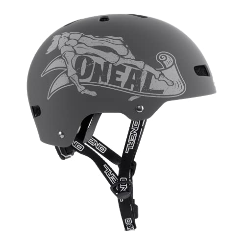 O'NEAL | Casco de Bicicleta de montaña | Enduro All-Mountain | Ventilación y refrigeración, Sistema de Ajuste de Talla, tecnología Zone Flex | Casco Dirt Lid ZF Bones | Adulto | Gris | Talla L/XL