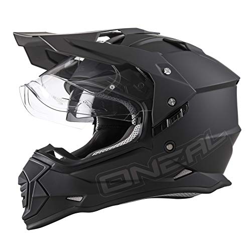 O'NEAL | Casco de Moto | Moto Enduro | Aberturas de ventilación para el máximo Flujo de Aire y refrigeración, Carcasa de ABS, Visera Solar integrada | Casco Sierra II | Adultos | Negro | Talla L