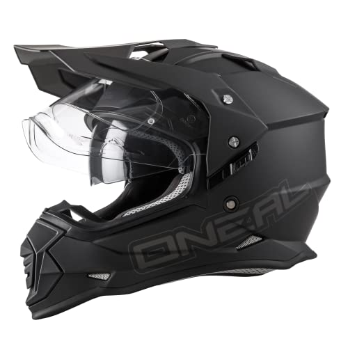 O'NEAL | Casco de Moto | Moto Enduro | Aberturas de ventilación para el máximo Flujo de Aire y refrigeración, Carcasa de ABS, Visera Solar integrada | Casco Sierra II | Adultos | Negro | Talla L