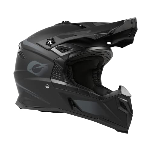 O'NEAL | Casco de Motocross | Motocicleta MX Enduro | Compatible con Airflaps™, Forro Acolchado Coolmax, Cierre de Seguridad Doble-D | Casco C-SRS Sólido | Adulto | Negro | Talla S