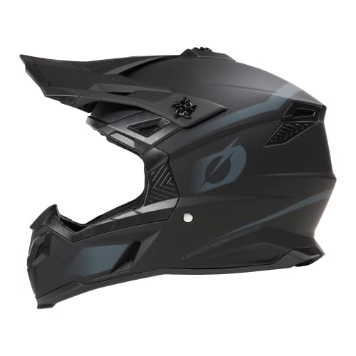 O'NEAL | Casco de Motocross | Motocicleta MX Enduro | Compatible con Airflaps™, Forro Acolchado Coolmax, Cierre de Seguridad Doble-D | Casco C-SRS Sólido | Adulto | Negro | Talla S