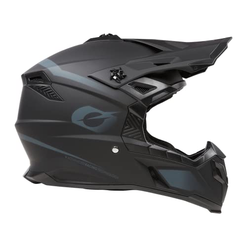 O'NEAL | Casco de Motocross | Motocicleta MX Enduro | Compatible con Airflaps™, Forro Acolchado Coolmax, Cierre de Seguridad Doble-D | Casco C-SRS Sólido | Adulto | Negro | Talla M