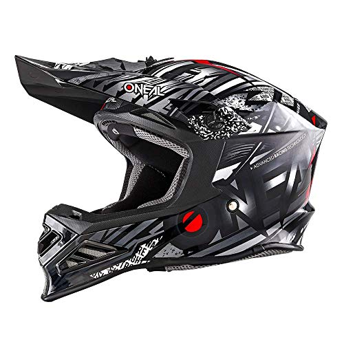 O'NEAL | Casco de Motocross | Motocicleta MX Enduro | Innovadora y Ligera Carcasa Exterior de Fibra de Vidrio, Cierre de Seguridad en Doble D | Casco 8SRS Synthy | Adulto | Negro | Talla M (57/58 cm)