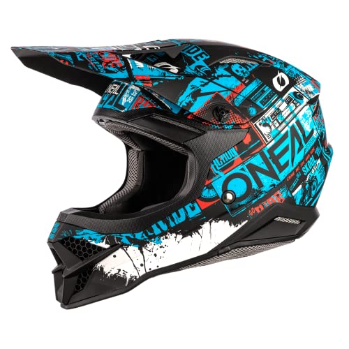 O'NEAL | Casco de Motocross | MX Enduro | ABS Shell, Estándar de Seguridad ECE 22.05, Ventilación para una óptima ventilación y refrigeración | 3SRS Helmet Ride | Adultos | Negro Azul | Talla L