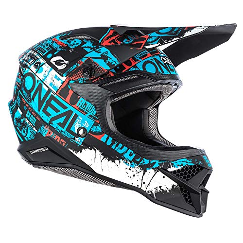 O'NEAL | Casco de Motocross | MX Enduro | ABS Shell, Estándar de Seguridad ECE 22.05, Ventilación para una óptima ventilación y refrigeración | 3SRS Helmet Ride | Adultos | Negro Azul | Talla L