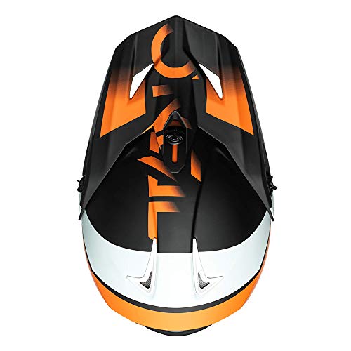 O'NEAL | Casco de Motocross | MX Enduro Motocicleta | Airflaps™ Compatible, Forro Acolchado Coolmax, Cierre de Seguridad Doble-D | F-SRS Helmet Glitch | Adultos | Naranja Negra | Talla L