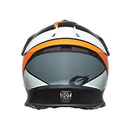 O'NEAL | Casco de Motocross | MX Enduro Motocicleta | Airflaps™ Compatible, Forro Acolchado Coolmax, Cierre de Seguridad Doble-D | F-SRS Helmet Glitch | Adultos | Naranja Negra | Talla L