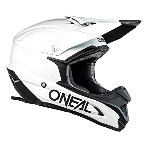 O'NEAL | Casco de Motocross | MX Enduro Motocicleta | Carcasa ABS, Estándar de Seguridad ECE 2205, Ventilación para una óptima refrigeración | Casco 1SRS Solid | Adultos | Blanco | Talla M