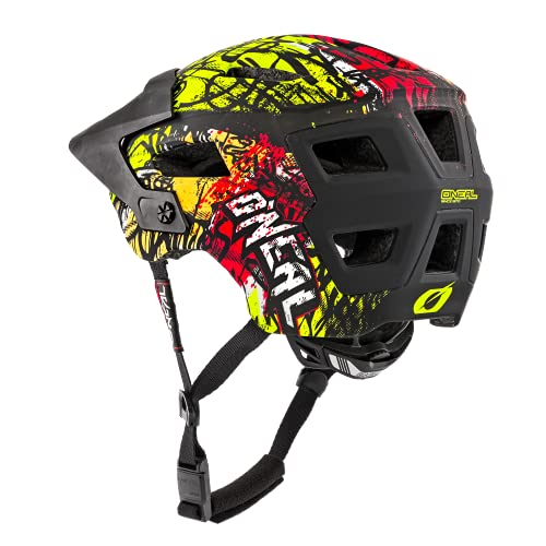 O'NEAL | Casco para Bicicleta de montaña | All-Mountain | Rejillas de ventilación, Norma de Seguridad EN1078 | Casco Defender Villain | Adultos | Naranja Neón-Amarillo | Talla L/XL