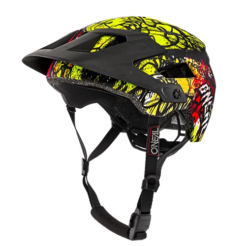 O'NEAL | Casco para Bicicleta de montaña | All-Mountain | Rejillas de ventilación, Norma de Seguridad EN1078 | Casco Defender Villain | Adultos | Naranja Neón-Amarillo | Talla L/XL