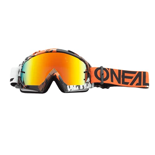 O'Neal | Gafas de Motocross | MX MTB DH FR Downhill Freeride | Lentes 3D de 1,2 mm de para una mayor claridad y protección UV | Gafas B-10 | Adultos Unisex | Naranja Blanco | Talla Única