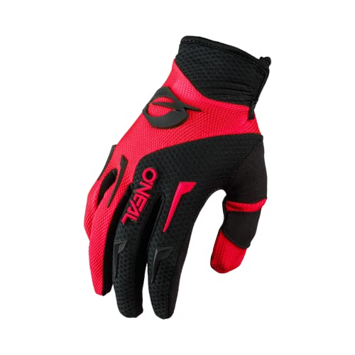 O'NEAL | Guantes de Bici y Motocross | MX MTB DH FR Downhill Freeride | Materiales duraderos y Flexibles, Palma ventilada | Guante Element | Hombre | Negro Rojo | Talla L