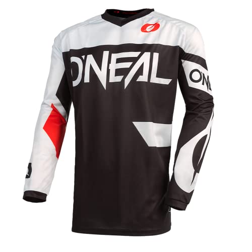 O'Neal | Jersey de Motocicleta | Enduro Motocross | Protección Acolchada para los Codos, Ajuste para una máxima Libertad de Movimiento | Jersey Element Racewear | Adultos | Negro Blanco | Talla S