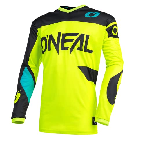 O'Neal | Jersey de Motocicleta | Enduro | Protección Acolchada para los Codos, Ajuste para una máxima Libertad de Movimiento | Jersey Element Racewear | Adultos | Amarillo Neón/Negro | Talla M