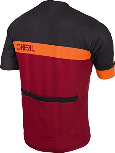 O'Neal | Maillot de Bicicleta de montaña | MTB Mountain Bike DH Downhill FR Freeride | Material Transpirable, Dobladillo elástico, Manga Corta | Maillot aéreo Split | Adultos | Naranja Roja | Talla S