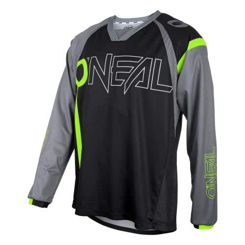 O'Neal | Maillot de Mountain Bike | MTB Mountain Bike DH Downhill FR Freeride | Material Transpirable, máxima Libertad de Movimiento | Element FR Jersey Hybrid | Adultos | Negro Neon Yellow | Talla L