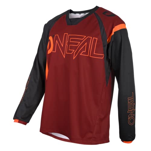 O'Neal | Maillot de Mountain Bike | MTB Mountain Bike DH Downhill FR Freeride | Tejido Transpirable, máxima Libertad de Movimiento | Element FR Jersey Hybrid | Adult | Red Orange | Talla L