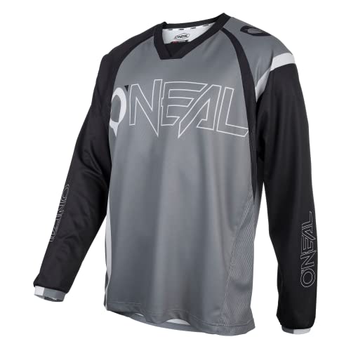 O'Neal | Maillot de Mountain Bike | MTB Mountain Bike DH Downhill FR Freeride | Tejido Transpirable, máxima Libertad de Movimiento | Element FR Jersey Hybrid | Adultos | Negro Gris | Talla L