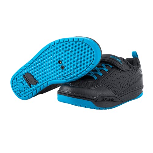 O'NEAL | Zapatilla de Bicicleta | Mountain Bike MTB DH FR Downhill Freeride | Placa de Pedal SPD Compatible, Duradera y Ligera PU, Ventilación | Zapatilla SPD Flow | Adultos | Negro Azul | Talla 39